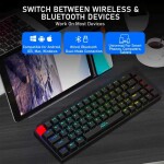 F3068 უსადენო Bluetooth მექანიკური კლავიატურა, 68 ღილაკი 65%-იანი განლაგებით, ორმაგი რეჟიმი, მორგებული PBT კლავიშები, ცხ