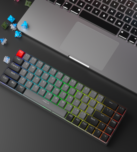 F3068 უსადენო Bluetooth მექანიკური კლავიატურა, 68 ღილაკი 65%-იანი განლაგებით, ორმაგი რეჟიმი, მორგებული PBT კლავიშები, ცხ