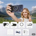 COMITOK მაგნიტური ტელეფონის სახელური დისტანციური მართვის საშუალებით, პორტატული სახელური iPhone-ის ვლოგ ვიდეოებისთვის, მა