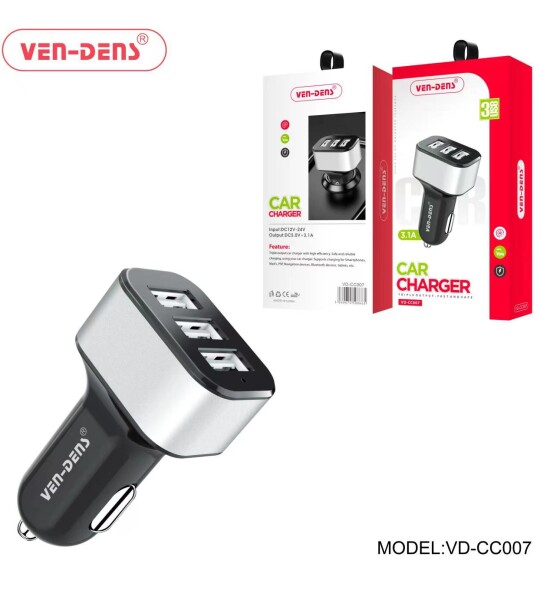 3 პორტიანი მანქანის დამტენი