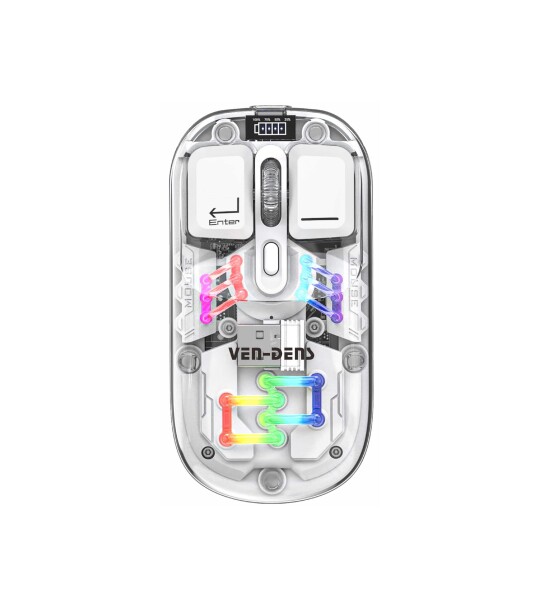 MS010 უსადენო + BT ორმაგი რეჟიმის მანათობელი მაუსი, ერგონომიული დიზაინით, ოფისისა და სახლისთვის