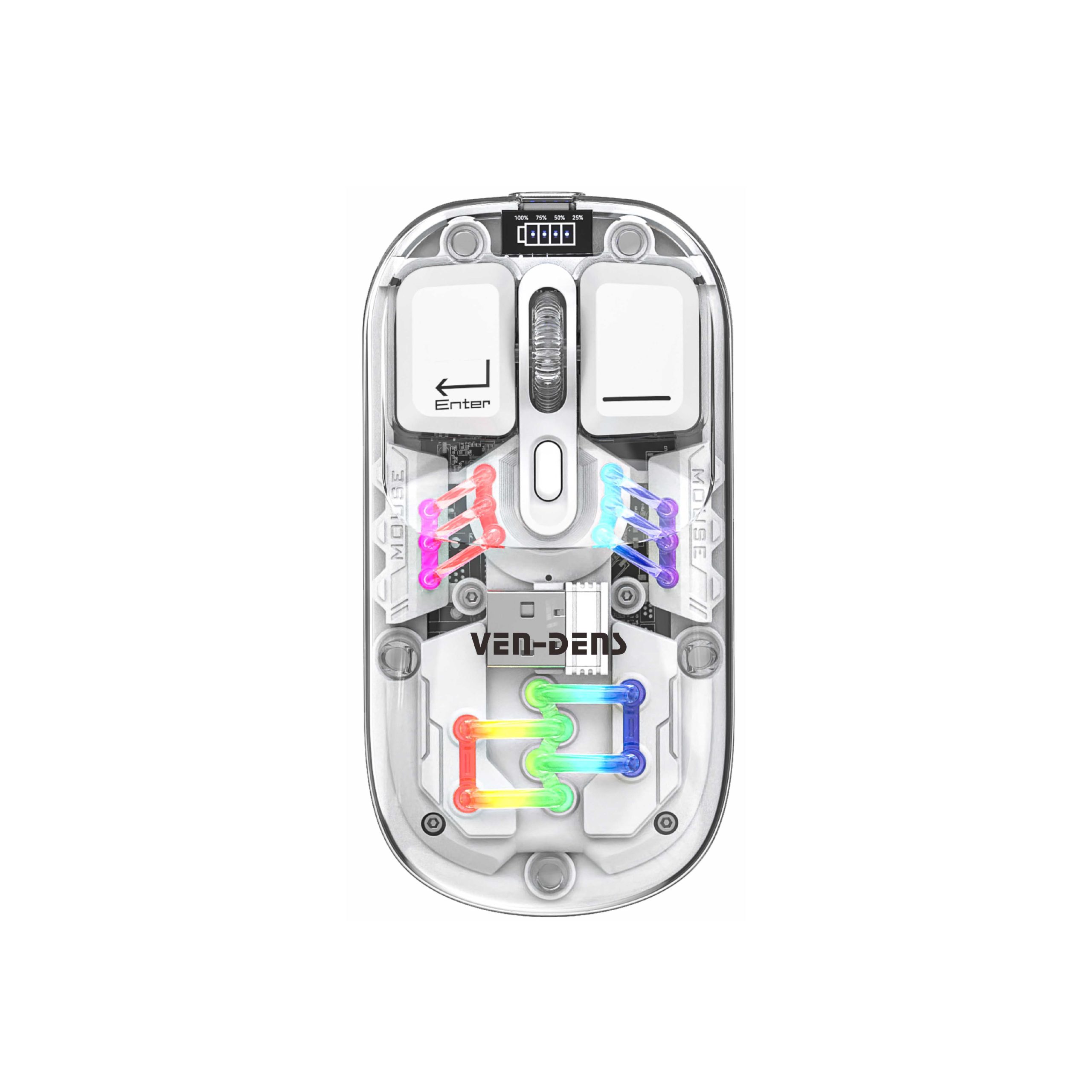 MS010 უსადენო + BT ორმაგი რეჟიმის მანათობელი მაუსი, ერგონომიული დიზაინით, ოფისისა და სახლისთვის