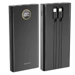 PB018 პორტატული 10000mAh Power Bank კაბელებით, სწრაფი დატენვით, Type-C USB პორტებით