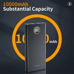 PB018 პორტატული 10000mAh Power Bank კაბელებით, სწრაფი დატენვით, Type-C USB პორტებით
