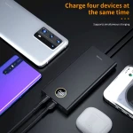 PB018 პორტატული 10000mAh Power Bank კაბელებით, სწრაფი დატენვით, Type-C USB პორტებით