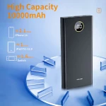 PB018 პორტატული 10000mAh Power Bank კაბელებით, სწრაფი დატენვით, Type-C USB პორტებით