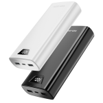 PB044 20000mAh თეთრი ფერის მაღალი ტევადობის სწრაფი დამუხტვის ორმაგი USB გამომავალი შავი ფერის დეველოპერული ბანკი ციფრული