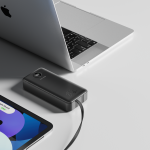 PB048 20000mAh შავი ფერის მაღალი ტევადობის სწრაფი დატენვის შავი ფერის დენის ბანკი კაბელით და ციფრული დისპლეით