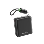 PB049 10000 mAh შავი ფერის მაღალი ტევადობის სწრაფი დატენვის მსუბუქი პაუერბანკი ციფრული დისპლეით