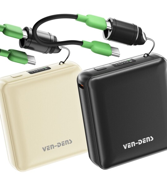 PB049 10000 mAh შავი ფერის მაღალი ტევადობის სწრაფი დატენვის მსუბუქი პაუერბანკი ციფრული დისპლეით