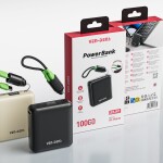 PB049 10000 mAh შავი ფერის მაღალი ტევადობის სწრაფი დატენვის მსუბუქი პაუერბანკი ციფრული დისპლეით