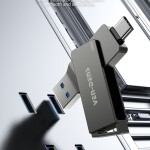 128G USB C ფლეშ დრაივი ორმაგი USB მბრუნავი USB ფლეშ დრაივი (A+C) პორტით, პორტატული 2-1-ში USB ფლეშ დრაივი