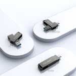 128G USB C ფლეშ დრაივი ორმაგი USB მბრუნავი USB ფლეშ დრაივი (A+C) პორტით, პორტატული 2-1-ში USB ფლეშ დრაივი