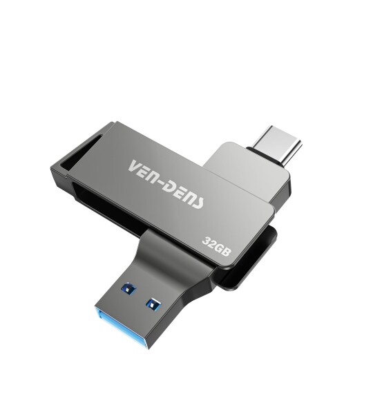 32G  USB C ფლეშ დრაივი ორმაგი USB მბრუნავი USB ფლეშ დრაივი (A+C) პორტით, პორტატული 2-1-ში USB ფლეშ დრაივი