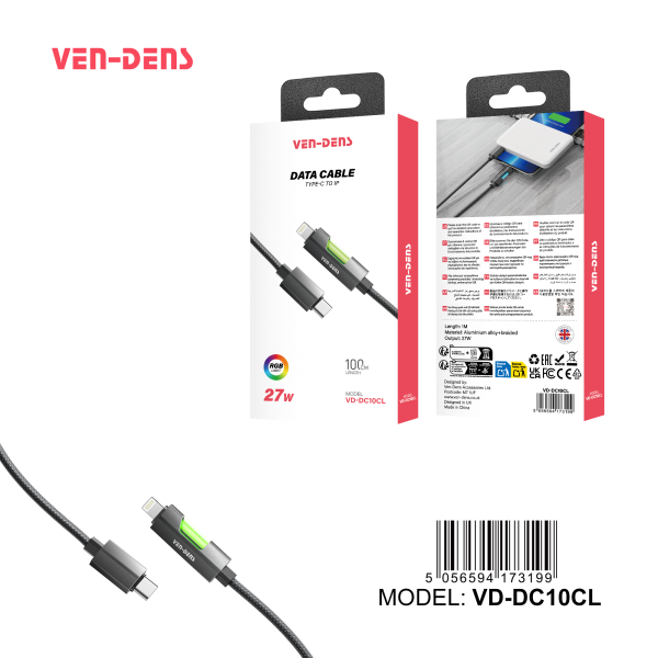 27W USB C-დან Lightning-მდე დამტენი კაბელი