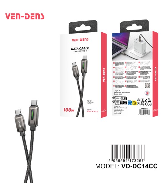 100W კაბელი USB C-დან C ტიპის კაბელზე