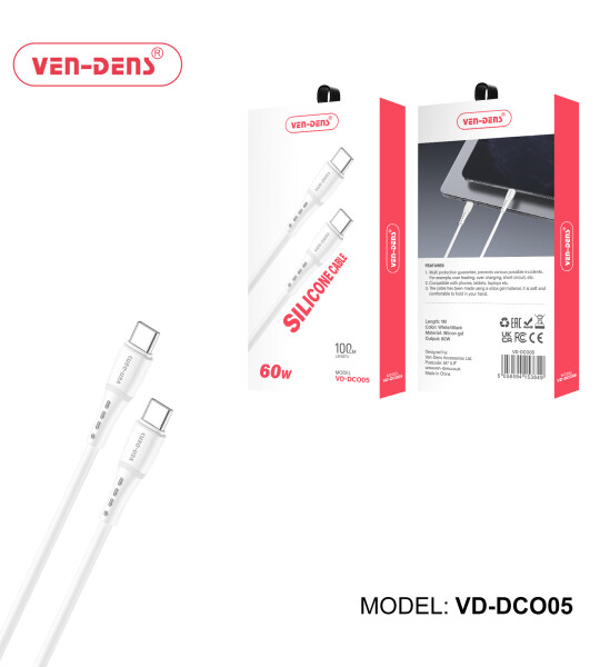 60W სილიკონის კაბელი USB C-დან C ტიპის კაბელში