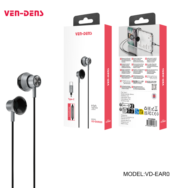 EAR020 ყურსასმენები Plug & Play TYPE-C ჯეკისთვის